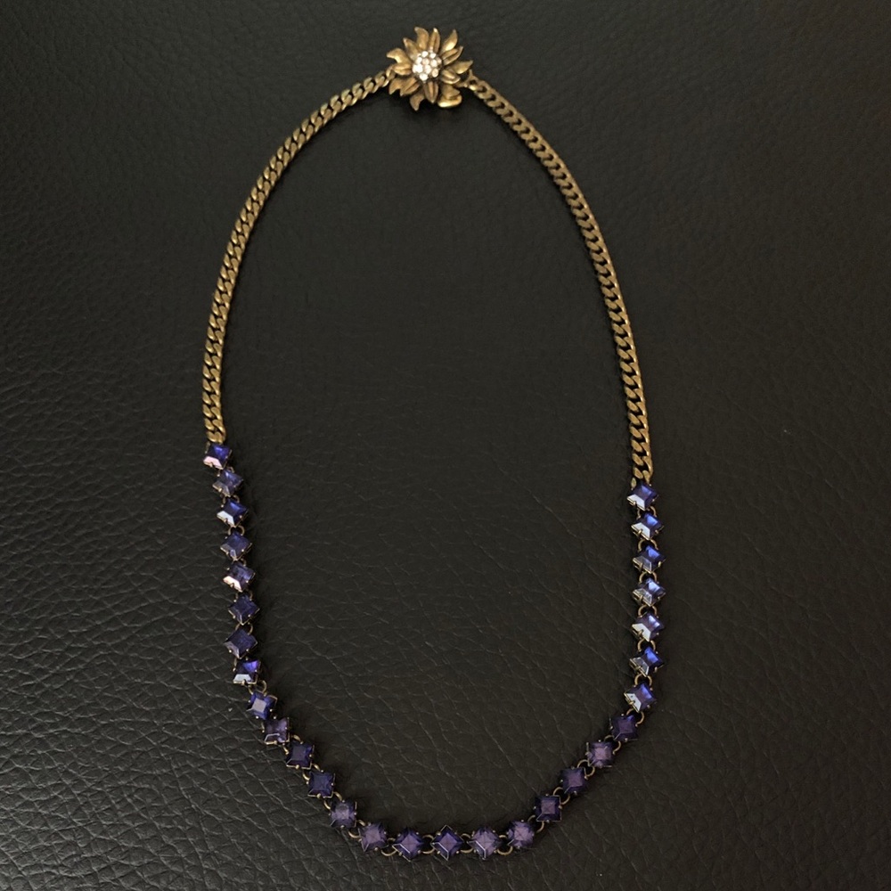 Fossil emerald blue and gold necklace
